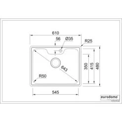Eurodomo Einbauspüle Bell 61 Cm Edelstahl Glatt -Garten Verkauf 010550550 bell 60 skizze 5