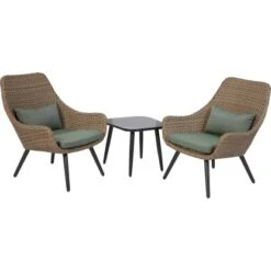 Balkonmöbel-Set Aliceville 3-teilig Polyrattan Grün-Grau -Garten Verkauf 124977651 S01 250618 RET01