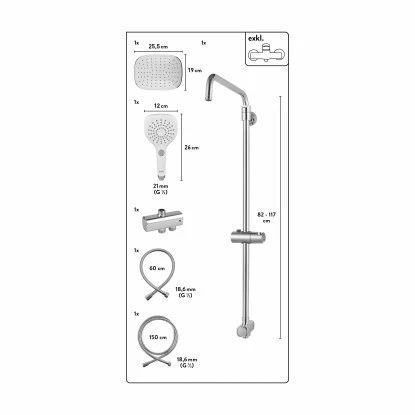 Baliv Überkopfbrause-Set KBS-14.120 Verchromt 2 Baliv Überkopfbrause-Set KBS-14.120 Verchromt – Bild 2